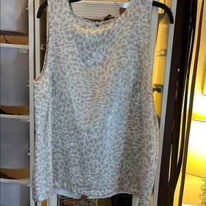 Vince Camuto White Sequin Tank Top